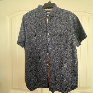 Denim & flower slim fit shirt size L